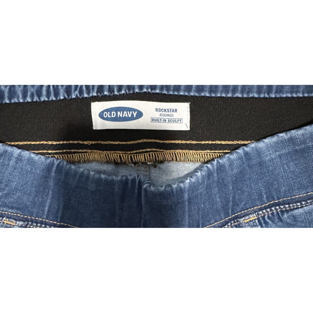Old Navy Jeans Rockstar Built-In Sculpt Blue Denim‎ Pull-On Jegging Size 8 29x27 - Picture 5 of 13